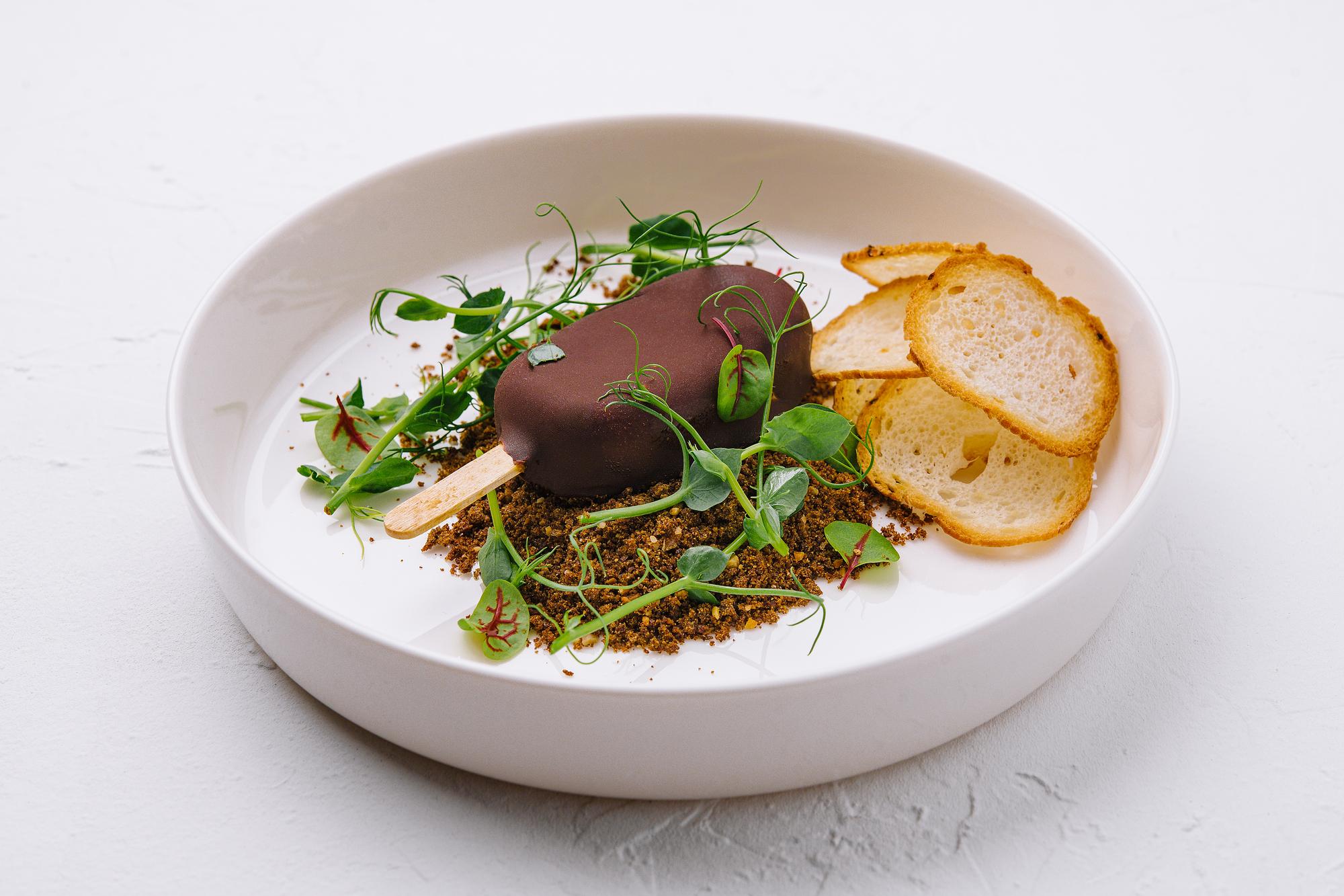 Close-up plated starter with herbs